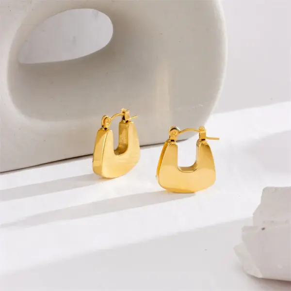 1 Pair Vintage Style Geometric Gold Plated 304 Stainless Steel 18K Gold Plated Stainless Steel Earrings