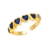 Wholesale 1 Piece Sweet Heart Shape Copper Plating Inlay Zircon Open Ring