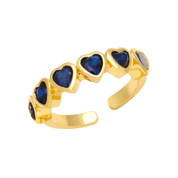 Wholesale 1 Piece Sweet Heart Shape Copper Plating Inlay Zircon Open Ring