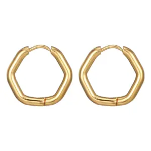 N Hexagon Ear Clip Gold One
