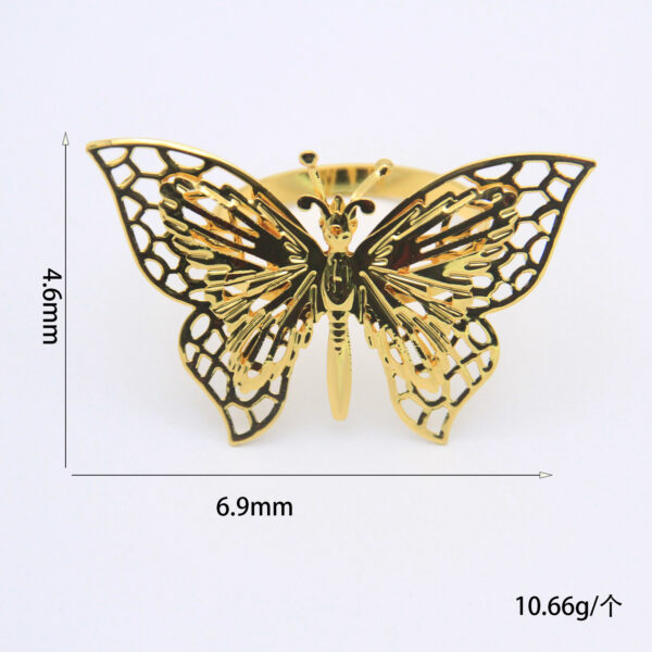 Wholesale Amazon Double Layer Butterfly Metal Gold Jewelry Brooch Hotel Table Napkin Ring Buckle Ring Manufacturer
