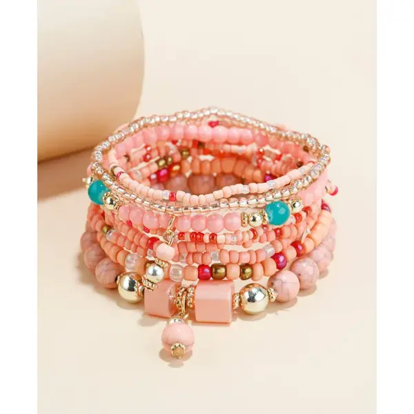 Bohemian Geometric Mixed Materials Artificial Pearls Shell Beaded Bracelets For Women'S Party Festival