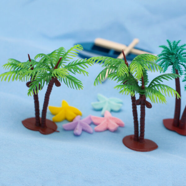 Wholesale Mini Beach Ocean Coconut Tree Miniature Model Micro Landscape Architecture Sand Table Props Baking Cake Ornaments