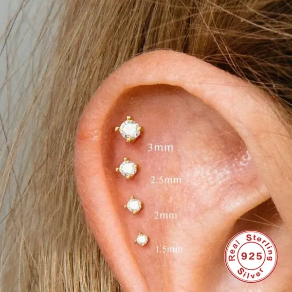 Wholesale 1 Piece Ear Cartilage Rings & Studs Fashion Solid Color 925 Sterling Silver Plating Inlay Zircon