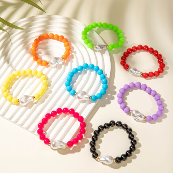 Wholesale European and American Cross-Border Fashion Fresh Dopamine Ccb Bracelet Irregular Faux Pearl Colorful Beaded Bracelet