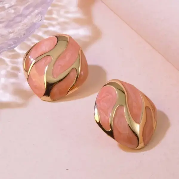 Wholesale 304 Stainless Steel Plastic Square Electroplating Imitation Gold Retro Classic Style Multicolor-Golden Yellow Ear Studs