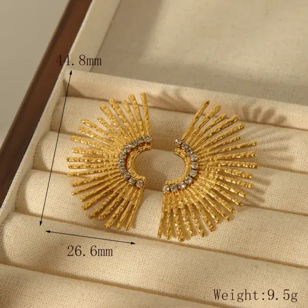 Wholesale Jewelry Retro Luxurious Classic Style Sun 304 Stainless Steel Zircon 18K Gold Plated Plating Inlay Earrings Necklace