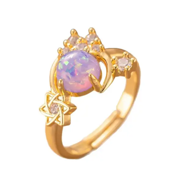 PVD Coated Real Gold Plated Heart Shape Bow Knot 304 Stainless Steel Elegant Glam Waterproof Non Tarnish Open Rings