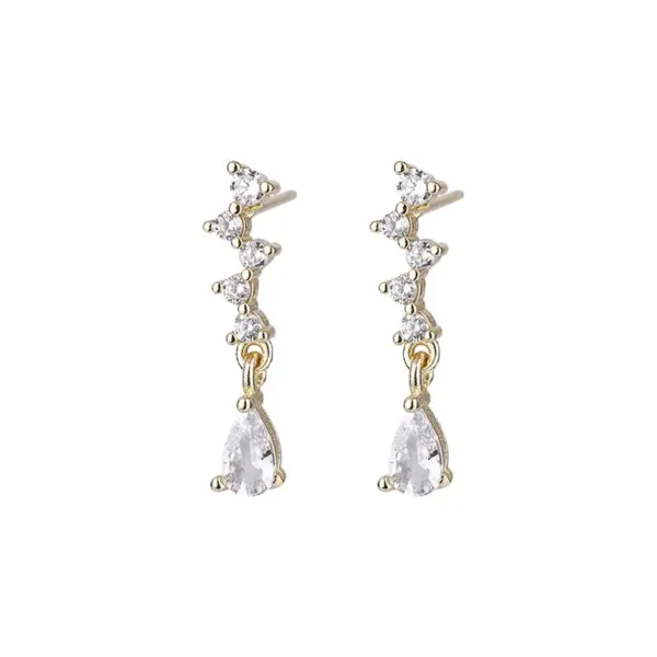 Wholesale Fashion Water Droplets Copper Plating Rhinestones Drop Earrings 1 Pair
