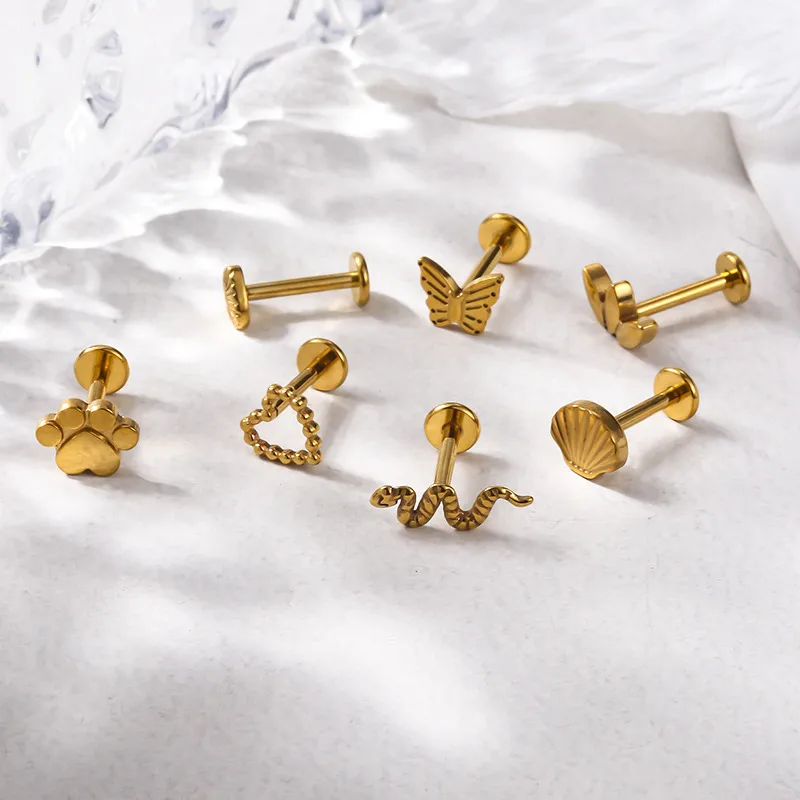 Wholesale 1 Piece Lip Rings Fashion Heart Shape Pure Titanium Plating