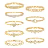 Copper Gold Plated Vintage Style Plating Inlay Heart Shape Butterfly Rectangle Zircon Bracelets