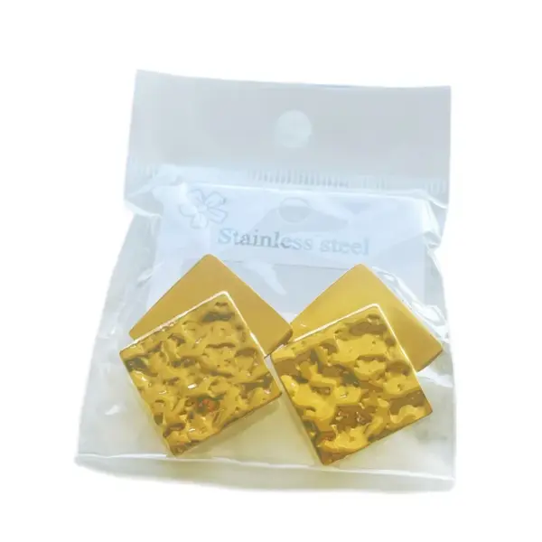 Fashionable Geometric Hammered Stainless Steel Ear Cuff Oil Press Sheet Vintage French Design Women's Simple Style Jewelry