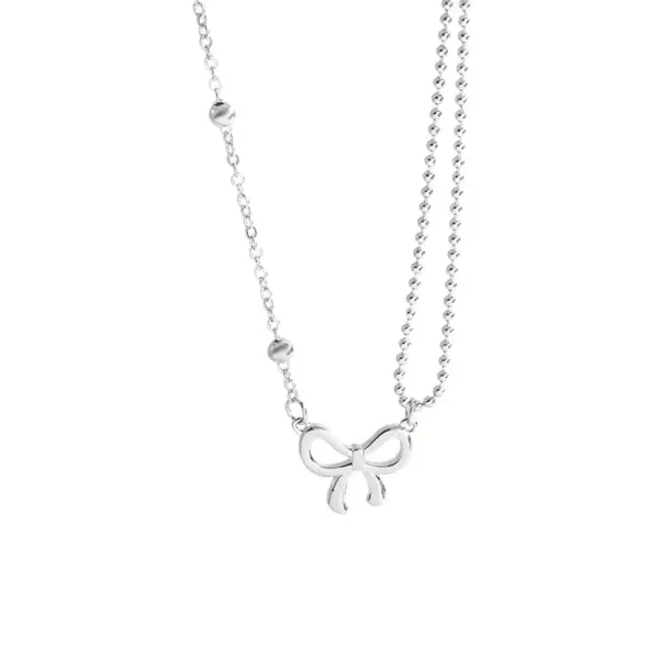 Wholesale Fashion Letter Heart Shape Titanium Steel Inlay Zircon Pendant Necklace 1 Piece