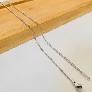 1.5mm Steel Color Side Clip Bead Necklace / 50 5cm Extension Chain