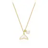 Wholesale 304 Stainless Steel Fish Tail PVD Coated 18K Real Gold Plated Simple Style Pendant Necklace