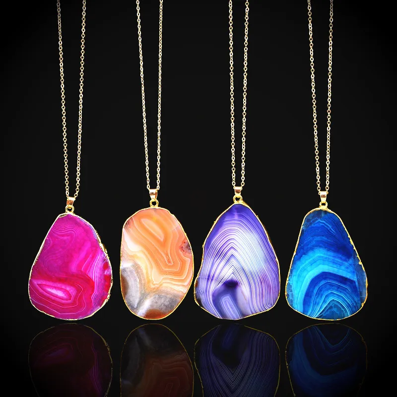 Wholesale Simple Style Water Droplets Alloy Natural Stone Chain Necklace