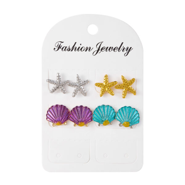 Wholesale New Arrival Earrings Women's Korean Style Fresh Oil Dropping Starfish Shell Earrings suit Creative Fashion Stars Girls Jewelry