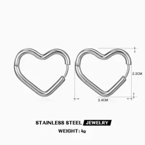 Steel Color Love Heart Earrings