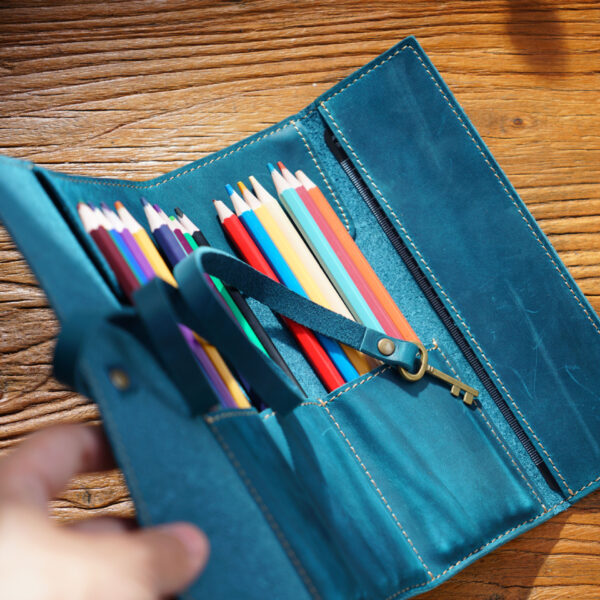 oly-659edb84ffaedcb5c703b8e4906c4ee6 Wholesale Top layer cowhide pen curtain crazy horse leather pencil case retro pencil case