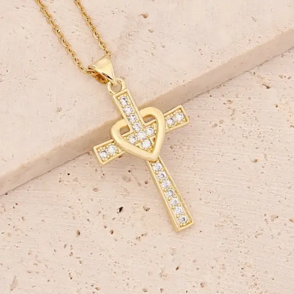 Wholesale Fashion Cross Copper Inlaid Gold 18K Gold Plated