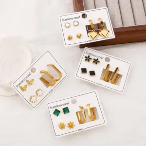 Wholesale 1 Set Casual Elegant Heart Shape Flower Butterfly 304 Stainless Steel Drop Earrings Ear Studs