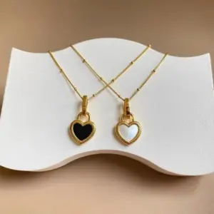 Wholesale PVD Coated Real Gold Plated Heart Shape Stainless Steel Elegant Waterproof Non Tarnish Pendant Necklace