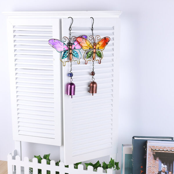 Wholesale Butterfly Wind Bell Metal Crafts Glass Painted Aluminum Pipe Hanging Decoration Creative Home Bell Wind Bell Pipe Pendant Spot