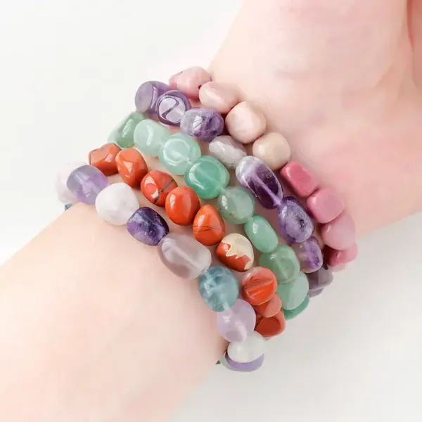 Wholesale Simple Style Round Natural Stone Beaded Bracelets 1 Piece