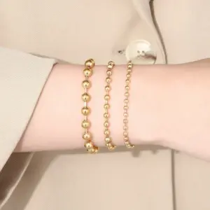 Wholesale PVD Coated 18K Gold Plated Round Stainless Steel Simple Style Waterproof Non Tarnish Bracelets