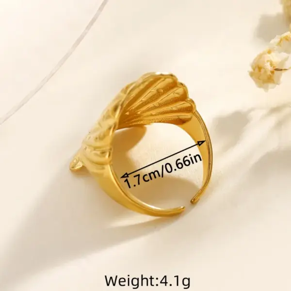 Wholesale PVD Coated Real Gold Plated Sunflower Star Shell 304 Stainless Steel Exaggerated Marine Style Simple Style Waterproof Non Tarnish Open Rings