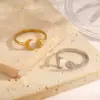 Ion Plating (IP) 18K Gold Plated Sun Moon 304 Stainless Steel Hip-Hop Waterproof Non Tarnish Open Rings
