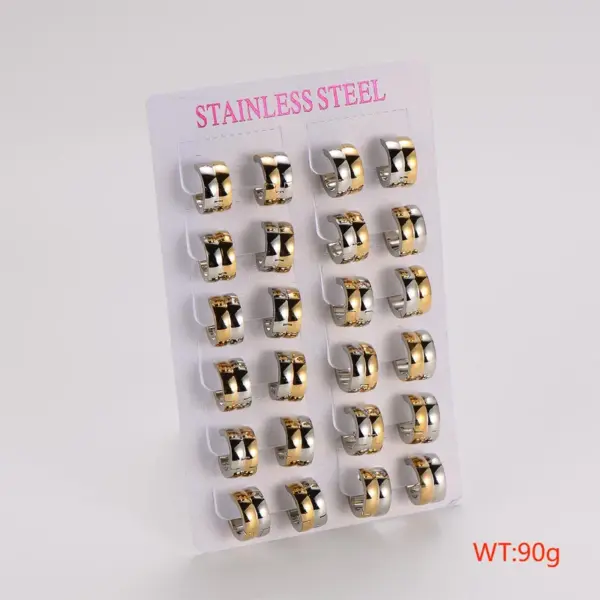 304 Stainless Steel Round Electroplating No Inlaid Imitation Gold Simple Style Waterproof Non Tarnish Polishing Gold Hoop Earrings