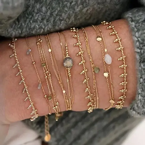 PVD Coated 18K Gold Real Plated Water Droplets Flower Bow Knot 304 Stainless Steel IG Style Vacation French Waterproof Non Tarnish Bracelets