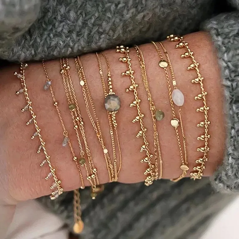 Wholesale PVD Coated 18K Gold Real Plated Water oplets Flower Bow Knot 304 Stainless Steel IG Style Vacation French Waterproof Non Tarnish Bracelets
