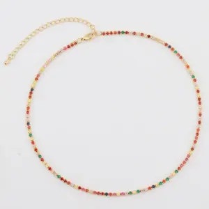 Brass Cable Chain 18K Gold Plated Plating Inlay Geometric Zircon Necklace