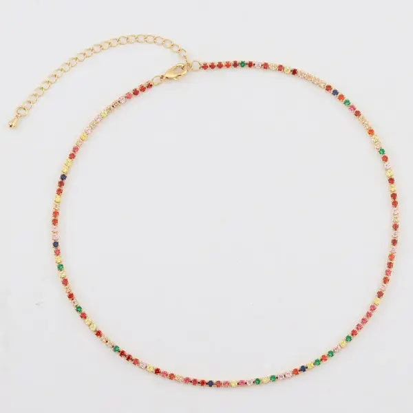 Brass Cable Chain 18K Gold Plated Plating Inlay Geometric Zircon Necklace