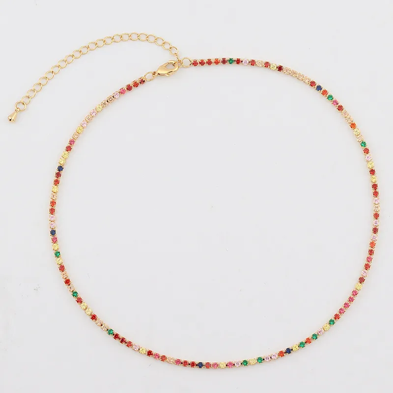 Wholesale Brass Cable Chain 18K Gold Plated Plating Inlay Geometric Zircon Necklace