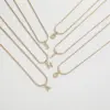 Wholesale 14K Gold Plated Letter 304 Stainless Steel Copper Classic Style 304 Stainless Steel Lobster Trigger Clasp Closure Pendant Necklace