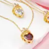 Wholesale Titanium Steel Copper Inlay Heart Shape Crown Zircon Pendant Necklace