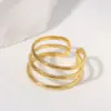 Wholesale PVD Coated Real Gold Plated Geometric Stainless Steel Simple Style Waterproof Non Tarnish Open Ring