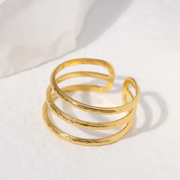 Wholesale PVD Coated Real Gold Plated Geometric Stainless Steel Simple Style Waterproof Non Tarnish Open Ring