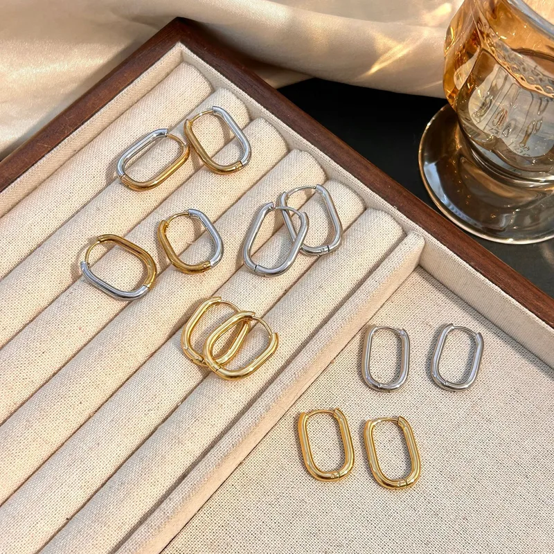 Wholesale 1 Pair Simple Style Classic Style Geometric Plating Titanium Steel Earrings