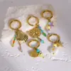 PVD Coated Real Gold Plated Starfish Flower Shell 304 Stainless Steel Marine Style Waterproof Non Tarnish Charm Sleeper Hoop Earrings Drop Earrings