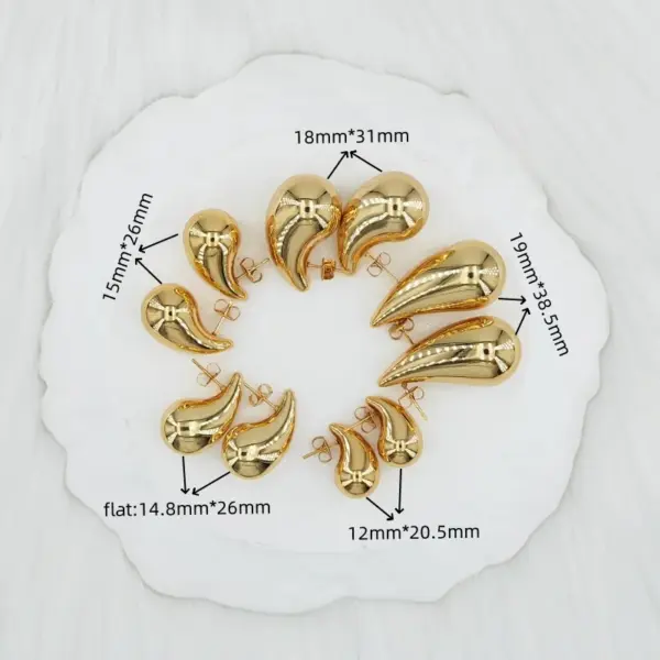 Wholesale Rack Plated Long-Lasting Plated Vacuum Plating 18K Gold Plated 24K Gold Plated Gold Plated Water Droplets 304 Stainless Steel Steel Basic Modern Style Classic Style Ear Studs