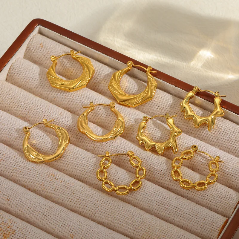 Wholesale 1 Pair Basic Simple Style Irregular Geometric Plating 304 Stainless Steel 18K Gold Plated Earrings