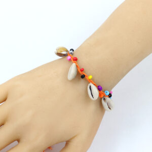 Wholesale in stock wholesale hand woven colorful string shell conch bracelet bohemian beach seaside anklet jewelry
