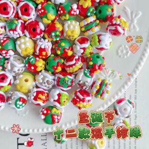 Wholesale Christmas 12-style Mixed DIY Hand-painted Beads