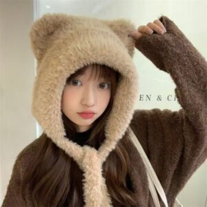 Fur yarn swallowtail bear-khaki