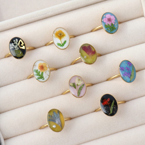 Wholesale Colored stainless steel dried flower ring