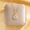 Wholesale Jewelry Glam Luxurious Solid Color 304 Stainless Steel Copper Diamond 18K Gold Plated Plating Inlay Pendant Necklace